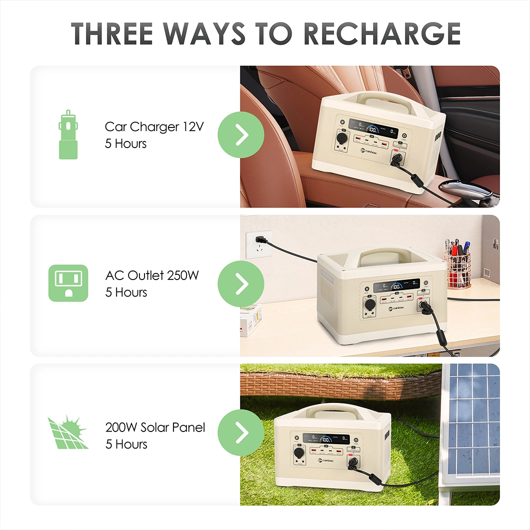 Rainbow Sol1200 Portable Power Station 320W/700W/1200W Power Station Solar Power Generator Lithium with AC Inverter LiFePO4 Power Station